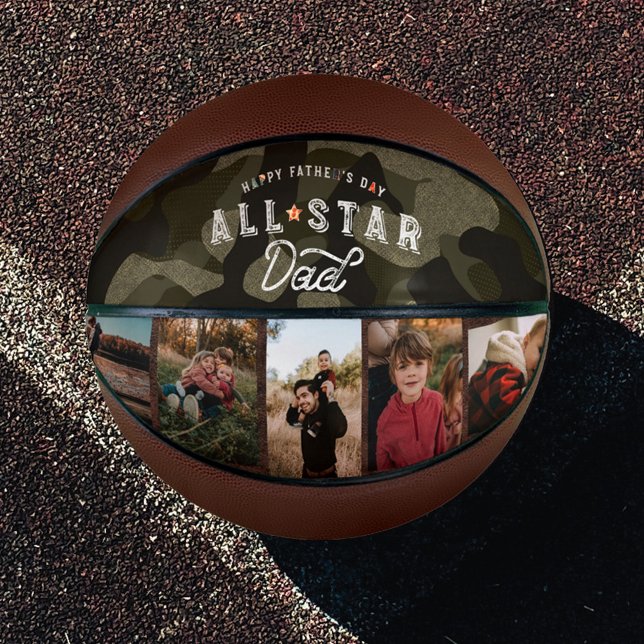 All-Star Dad Green Camouflage & Leather Photo Basketball (Creator Uploaded)