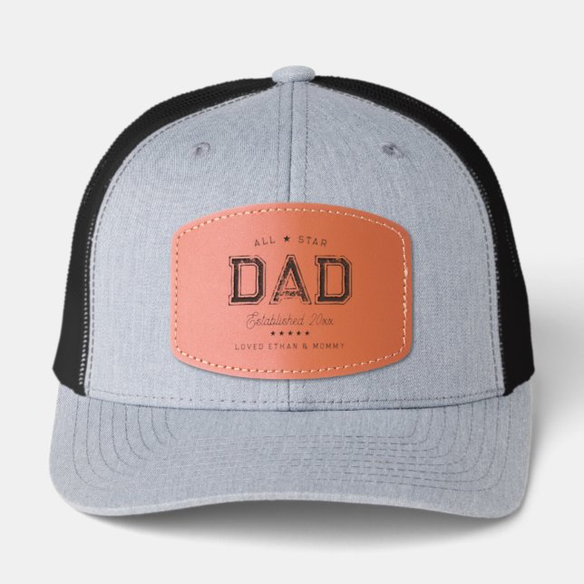 All Star Dad | Happy Father's Day Monogram Leather Patch Hat (Front)