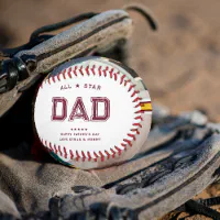 All Star Dad  Happy Father's Day Photo & Monogram Baseball Black