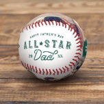 All Star Dad | Happy Father's Day Photo & Monogram Baseball<br><div class="desc">The perfect gift for your sporty all-star dad. Celebrate your special and wonderful father in your life with our memorable and personalized all-star dad baseball. The design features "Happy Father's Day" & "All-Star Dad" in a cool typographic design in hunter green. Customize with year, along with two of your own...</div>