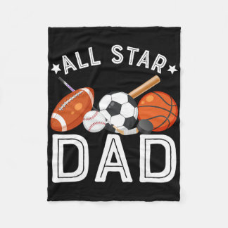 All Star Dad Of The Birthday Boy Basketball Soccer Fleece Blanket