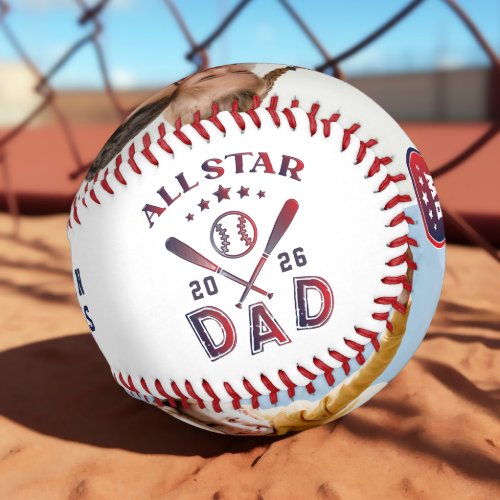 All Star Dad Photo Monogram Baseball