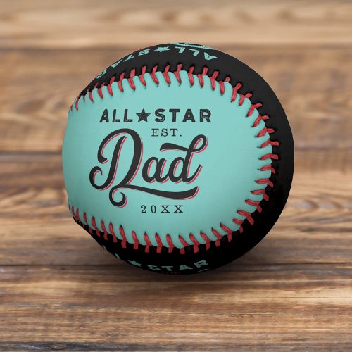 All_Star Dad Teal  Black Bat  Monogram Baseball