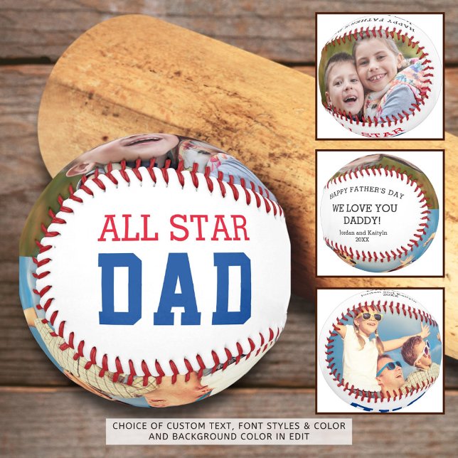 ALL STAR DAD Two Photo Personalized Fathers Day Softball (Creator Uploaded)