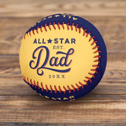 All_Star Dad Yellow  Navy Bat  Monogram Baseball