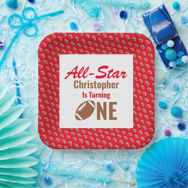 All Star Football 1st Birthday Paper Plates (Party)