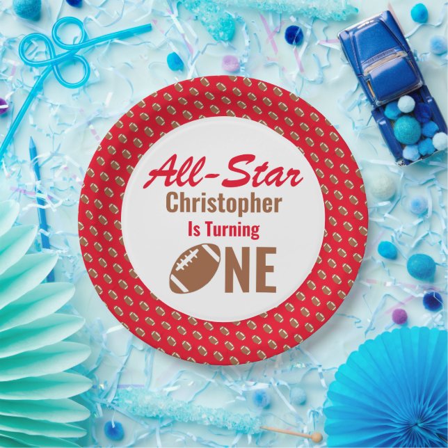 All Star Football 1st Birthday Paper Plates (Party)