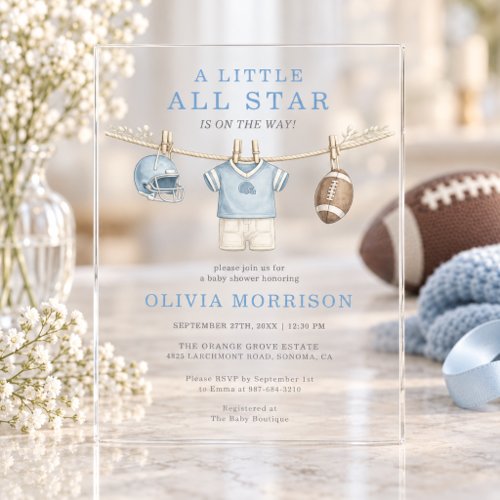 Football Clothesline baby shower invitation
