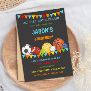 All-Star Game Day Party Card for Kids