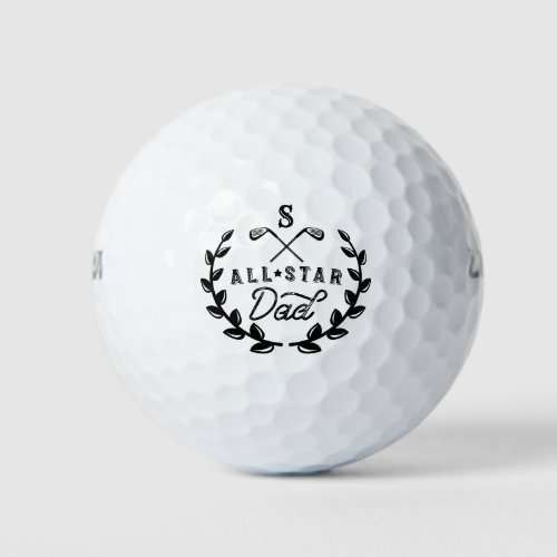 All Star Golfing Dad Monogram Golf Club Crest Golf Balls