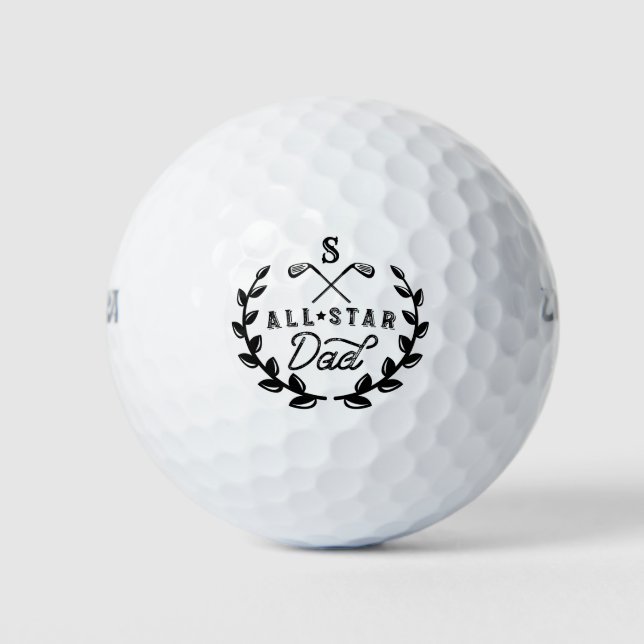 All Star Golfing Dad Monogram Golf Club Crest Golf Balls (Front)