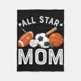 All Star Mom Of The Birthday Boy Basketball Soccer Fleece Blanket