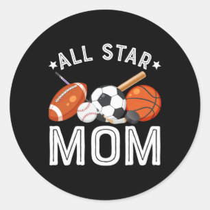 All Star Mom Of The Birthday Boy Sketll Soccer Spo Classic Round Sticker
