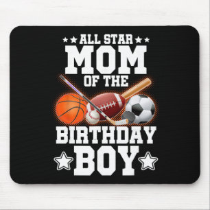 All Star Mom Of The Birthday Boy Sketll Soccer Spo Mouse Pad