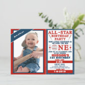 All Star Or Baseball 1st Birthday Invitation (Standing Front)