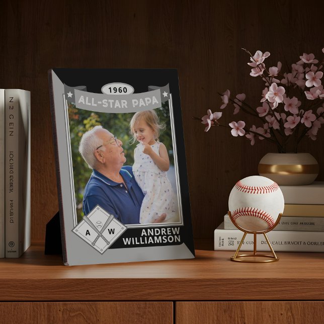All Star Papa Custom Baseball Card Photo Keepsake Plaque (All Star Papa Custom Baseball Card Photo Keepsake Plaque)
