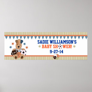 All-Star Puppies Baby Shower Banner Poster
