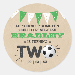 All-star Soccer Ball 2nd Birthday Party Favor Classic Round Sticker
