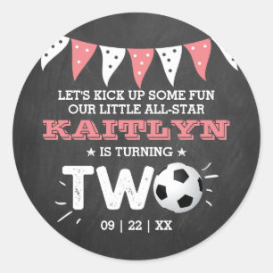 All-star Soccer Ball 2nd Birthday Party Favor Classic Round Sticker