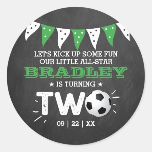 All_star Soccer Ball 2nd Birthday Party Favor Classic Round Sticker