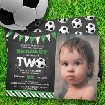 All-star Soccer Ball 2nd Birthday Photo Invitation<br><div class="desc">Celebrate in style with these trendy 2nd birthday invitations. The design is easy to personalize with your own special photo and event wording and your guests will be thrilled when they receive these fabulous invites. Matching items can be found in the collection.</div>
