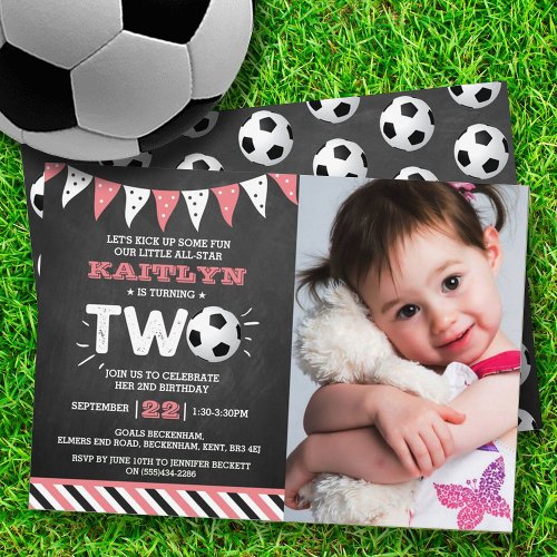 All_star Soccer Ball 2nd Birthday Photo Invitation