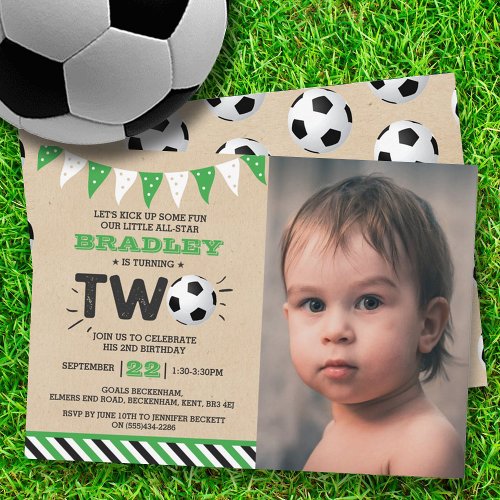 All_star Soccer Ball 2nd Birthday Photo Invitation