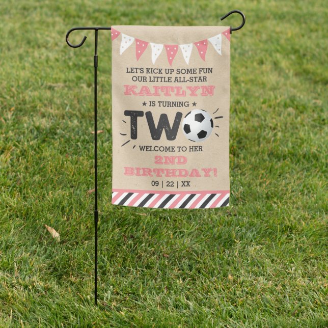 All-star Soccer Ball 2nd Birthday Welcome Garden Flag (In SItu)
