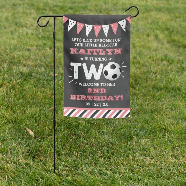 All-star Soccer Ball 2nd Birthday Welcome Garden Flag (In SItu)