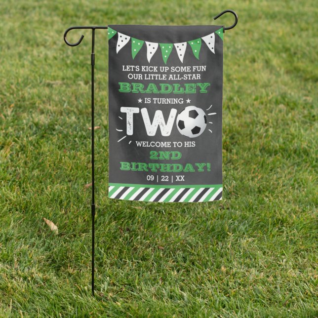 All-star Soccer Ball 2nd Birthday Welcome Garden Flag (In SItu)