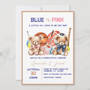  ALL STAR SPORT Baby Gender Reveal Invitation
