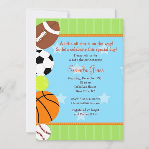 All Star Sport Baby Shower Invitation