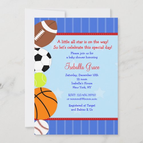 All Star Sport Baby Shower Invitation