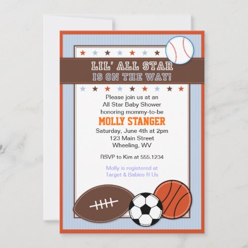 All Star Sport Baby Shower Invitation