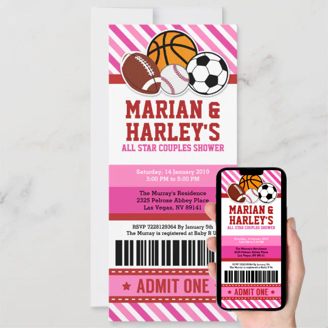 All Star Sport Couples Baby Shower Invitation Zazzle