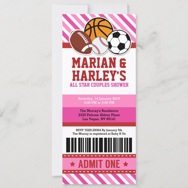 All Star Sport Couples Baby Shower Invitation (Front)