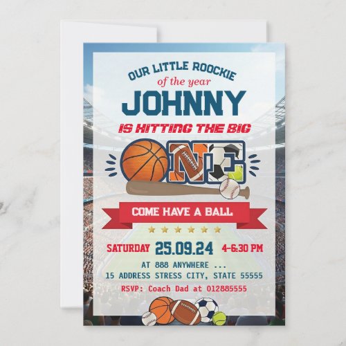 All Star Sport First Birthday Invitation