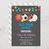 All star sport girl party Invitation (Front/Back)