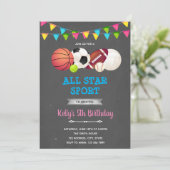 All star sport girl party Invitation (Standing Front)