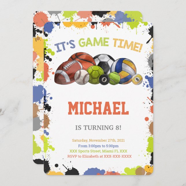 All Star Sport Invitations (Front/Back)