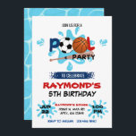 All Star Sport Pool Party Birthday  Invitation<br><div class="desc">All Star Sport Pool Party Splish Splash Pool Birthday Invitation</div>