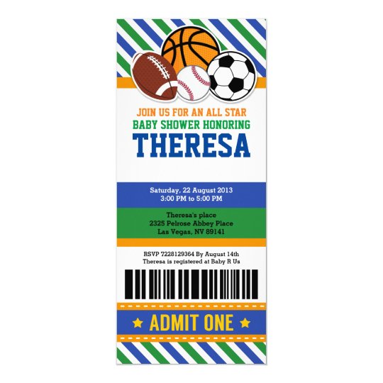 All Star Sport Ticket P Baby Shower Invitation Zazzle