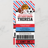 All Star Sport Ticket Pass Baby Shower Invitation (Front/Back)