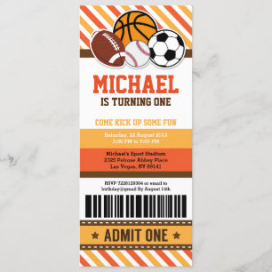 All Star Sport Ticket Pass Birthday Invitation