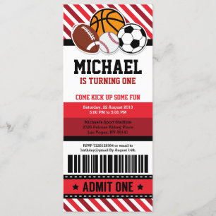 All Star Sport Ticket Pass Birthday Invitation