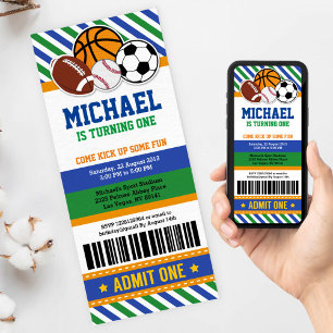 All Star Sport Ticket Pass Birthday Invitation