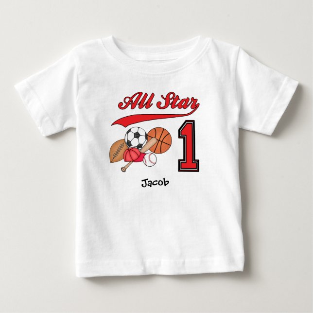 All Star Sports 1st Birthday Baby T-Shirt (Front)