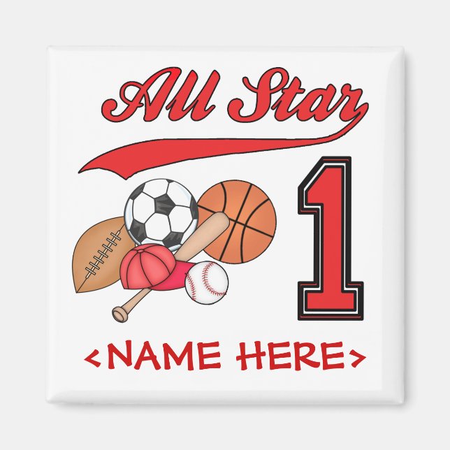 All Star Sports 1st Birthday Magnet (Front)