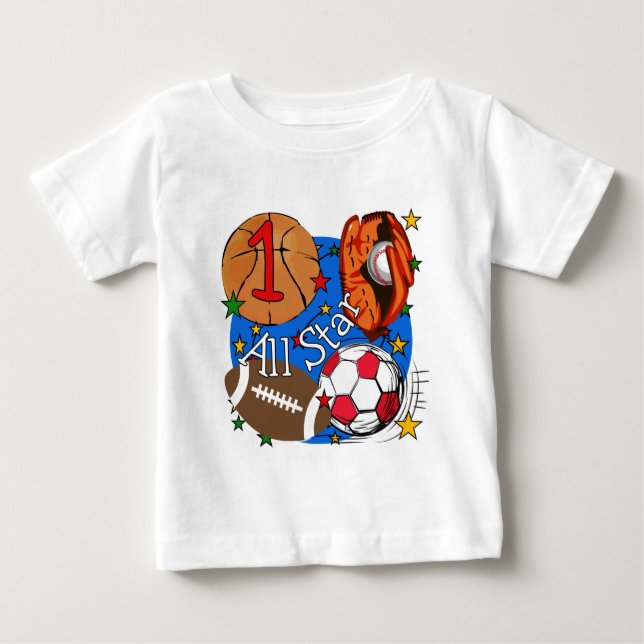 All Star Sports 1st Birthday Tshirts and Gifts (Front)