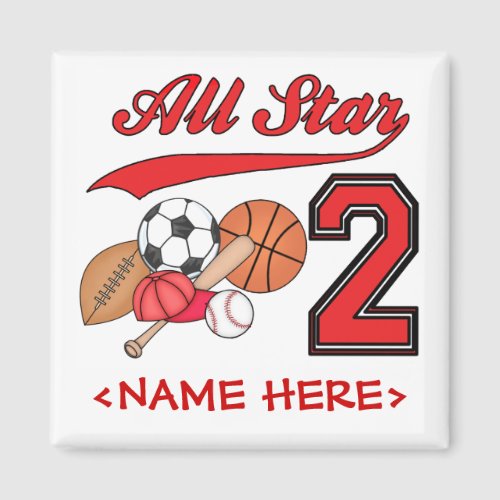 All Star Sports 2nd Birthday Magnet